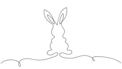 Easter Bunny continuous one line drawing. Vector