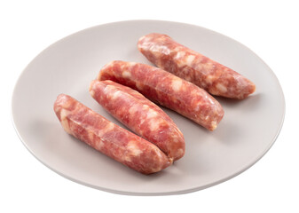 Raw Taiwanese sausage in garlic flavor isolated on white background.