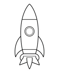 Cute and funny coloring page of a rocket. Provides hours of coloring fun for children. To color this page is very easy. Suitable for little kids and toddlers.