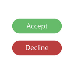 Accept and decline buttons. Web design concept. Vector illustration.