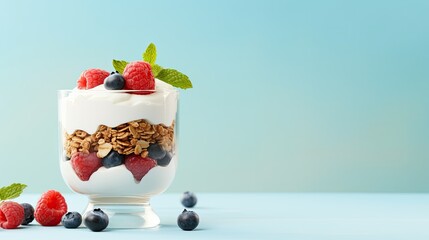 Yogurt Parfait Presentation. Generative AI - obrazy, fototapety, plakaty