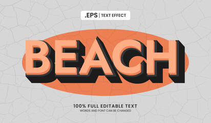 Design editable text effect, beach text vector illustration