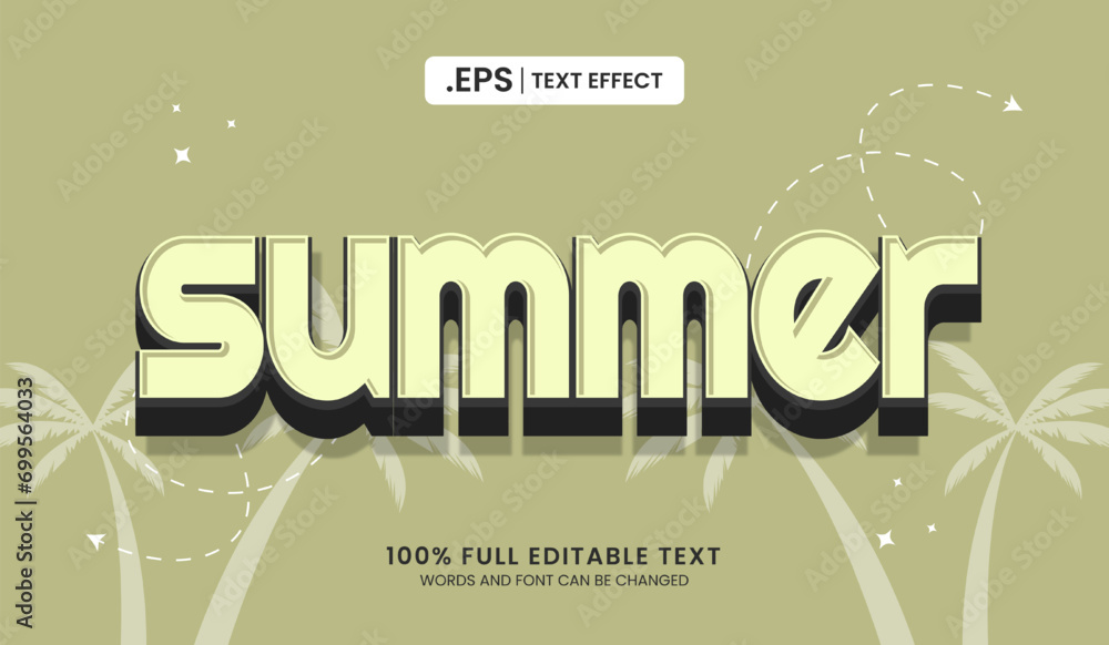 Canvas Prints design editable text effect, summer text 3d vintage vector illustration