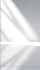 Naklejka premium Empty room with white wall. Isolated white wall for product photos. Empty interior with shadows.