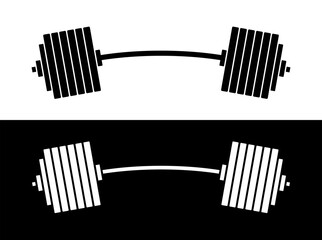 Barbell icons set. Symbol of strength or training. An attribute of sport, achievement, or athlete. - obrazy, fototapety, plakaty