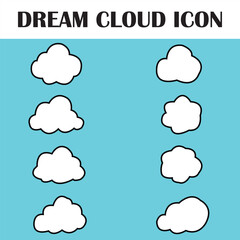 set of  8 cloud, clouds shape, white clouds cute isolated on dark blue background.cloud on the sky icon vector logo design.eps file 3.
