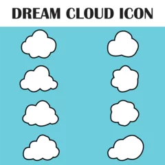 Meubelstickers set of  8 cloud, clouds shape, white clouds cute isolated on dark blue background.cloud on the sky icon vector logo design.eps file 3. © sucharita
