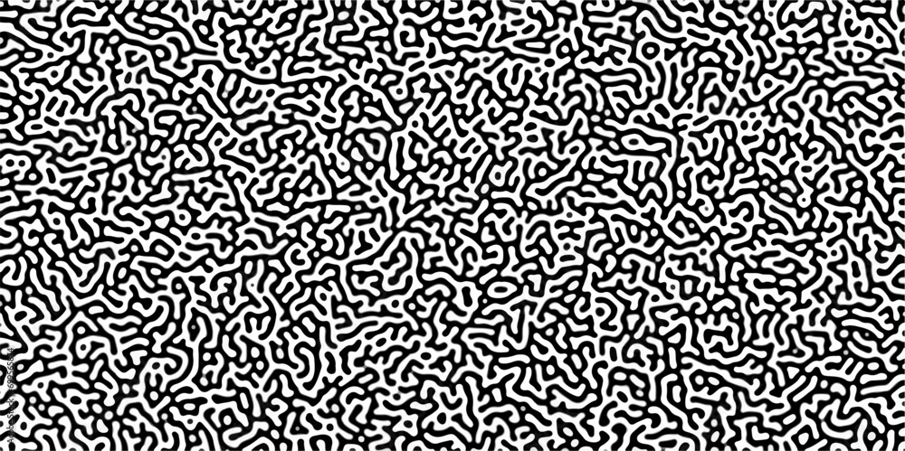 Wall mural turing reaction diffusion monochrome seamless pattern with chaotic motion .linear design with biolog