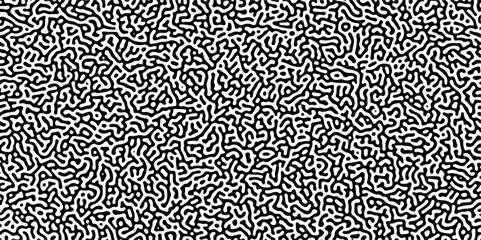 Turing reaction diffusion monochrome seamless pattern with chaotic motion .Linear design with biological shapes. Organic lines in memphis.  abstract turing organic wallpaper background .