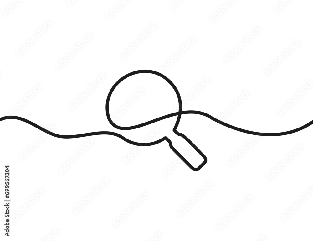 Poster a single-line drawing of a magnifier. continuous line magnifier icon. one line icon.