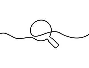 A single-line drawing of a magnifier. Continuous line magnifier icon. One line icon.