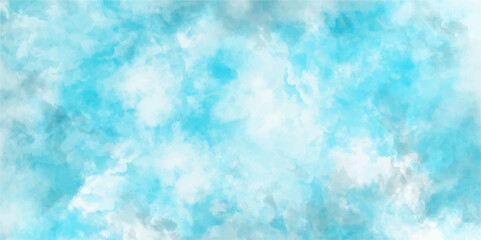 Abstract blue sky Watercolor background, Illustration, texture for design.Background with clouds on blue sky. Beautiful cloudscape with natural white tiny clouds,shiny and bright colorful background