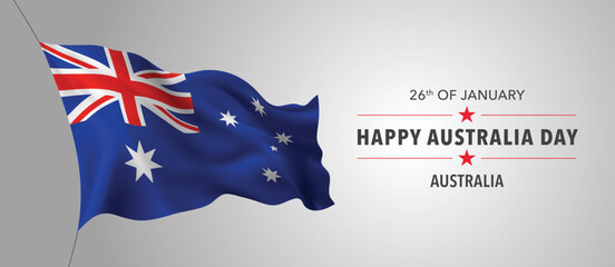 Australia happy day greeting card, banner with template text vector illustration