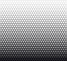 Monochrome Halftone triangle seamless border, geometric repeat pattern background in minimal style, isolated png  transparent. - obrazy, fototapety, plakaty