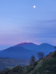 Sunrise over the mountains in Java, Indonesia
