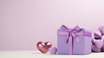 Photo gift box in soft purple colors. Romantic.
