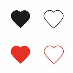 set of love symbol icons, heart icons, flat illustration, valentine's day