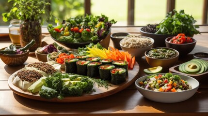 Exquisite Vegan Feast: A Colorful Assortment of Plant-Based Delicacies