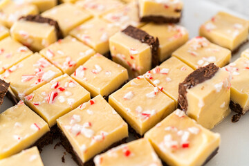Homemade candy cane fudge