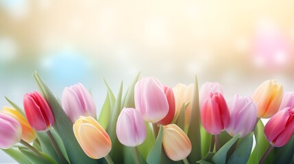 Spring holiday background with tulips.