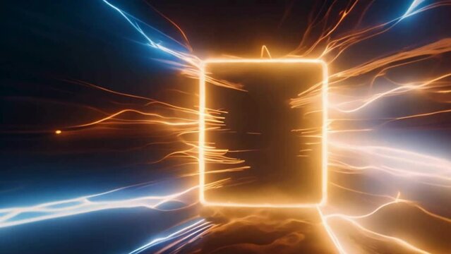 abstract electromagnetic field with glowing electricity lights