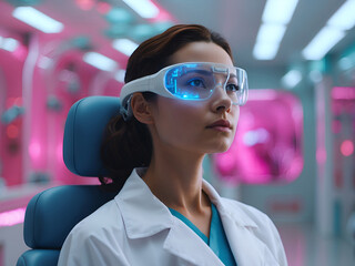 Illustration of a doctor in a futuristic medical concept