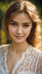 Naklejka premium portrait of a woman with cute smile