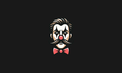 head clown with mustache vector logo design