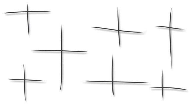 Sharp crosses imitate blinking, decreasing and increasing.