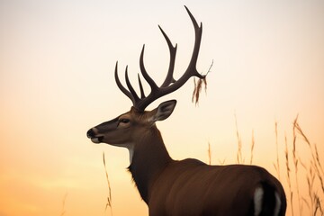 silhouette of a roan antelope at sunset