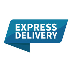 Express Delivery In Blue Rectangle Ribbon Shape For Sale Promotion Business Marketing Social Media Information
