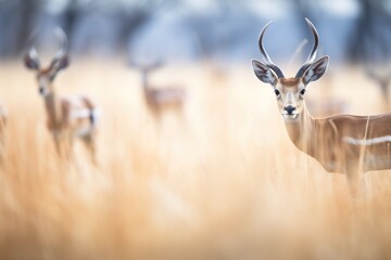 gazelle in foreground with herd blurred