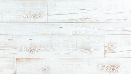 white rustic wood background, top view wooden plank panel, pine wood paneling with weathered white...
