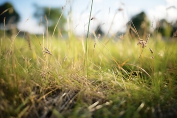 overgrown grass with vole trails visible - obrazy, fototapety, plakaty
