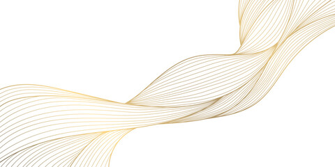 Vector gold wave pattern, abstract luxury background. Elegant design element, curve premium wallpaper, minimal line illustration banner - 699578472
