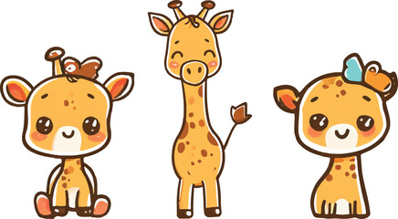 Obraz na płótnie Canvas Pack of cute giraffe illustration vector