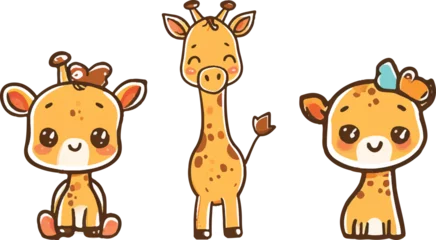 Papier Peint photo Singe Pack of cute giraffe illustration vector