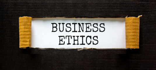 Business ethics symbol. Concept words Business ethics on beautiful white paper. Beautiful black...