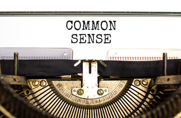 Common sense symbol. Concept words Common sense typed on beautiful old retro typewriter. Beautiful...