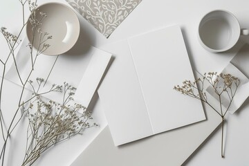 a cup of coffee and some cards on a table