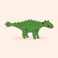 Cute cartoon dinosaur, dino, ankylosaurus. Simple vector illustration isolated on white background. Baby print.