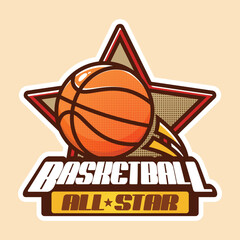 Basketball All Star Logo in Retro Style