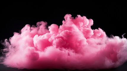 Fototapeta premium Pink cloud on isolated black background - ai generative