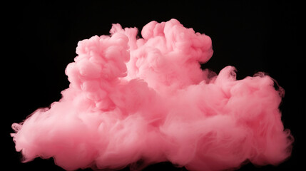 Pink cloud on isolated black background - ai generative