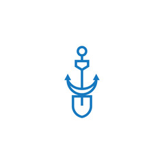 Shovel and ship anchor logo design.