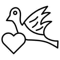 Dove with Heart Icon of Wedding iconset.