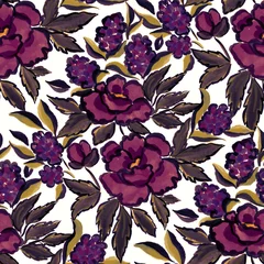 Watercolor seamless pattern with spring floral bouquets. Vintage botanical illustration. Elegant decoration for any kind of a design. Fashion print with colorful abstract flowers. Watercolor texture.  © Natallia Novik