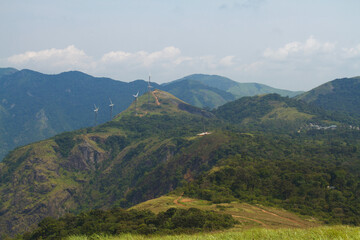 View of operational wind turbine farm