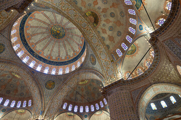 Fototapeta na wymiar Interior view of Sultanahmet Mosque or the Blue Mosque