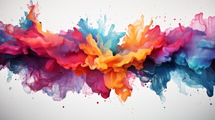 Underwater Colorful Paint Explosion on White Background. Generative AI